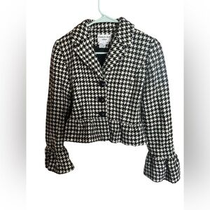 Charles Gray London Chic Houndstooth Blazer in Black and White